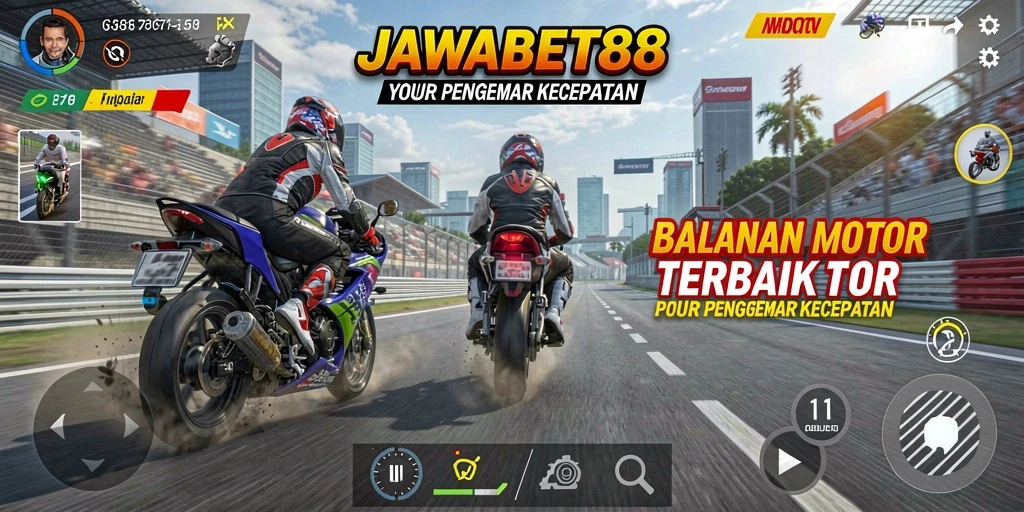 Tampilan gameplay balapan motor seru yang mendebarkan.