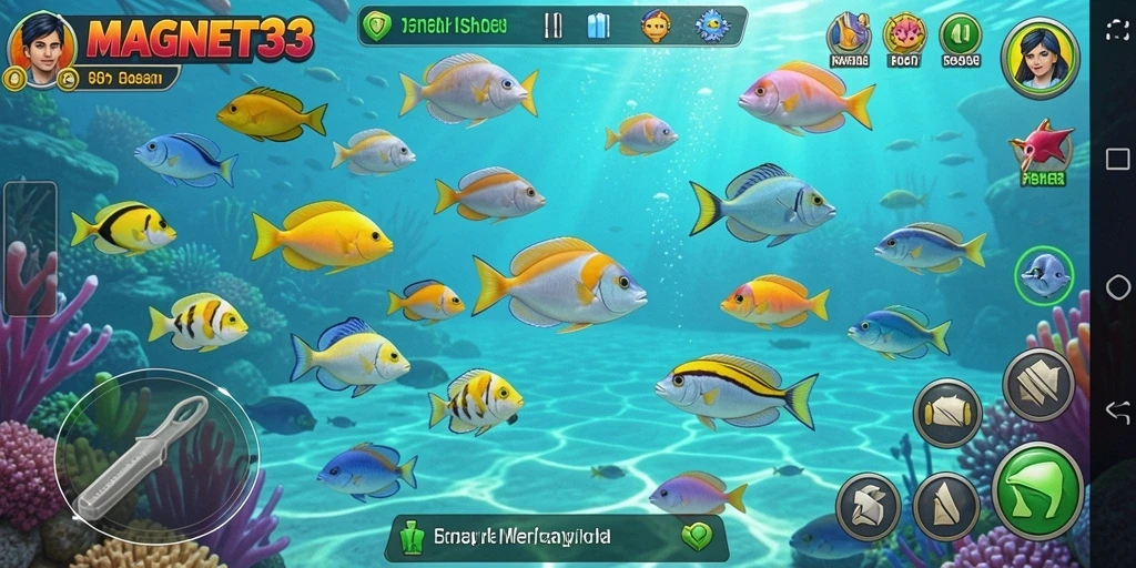 Tampilan gameplay MAGNET33 yang menarik dan seru saat menangkap ikan.