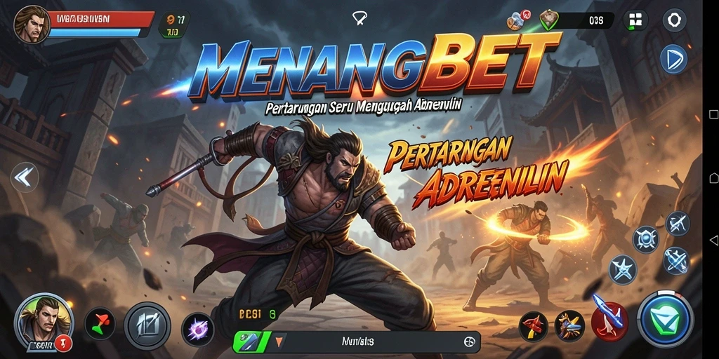 Tangkapan layar gameplay MENANGBET menampilkan pertarungan intens di arena.