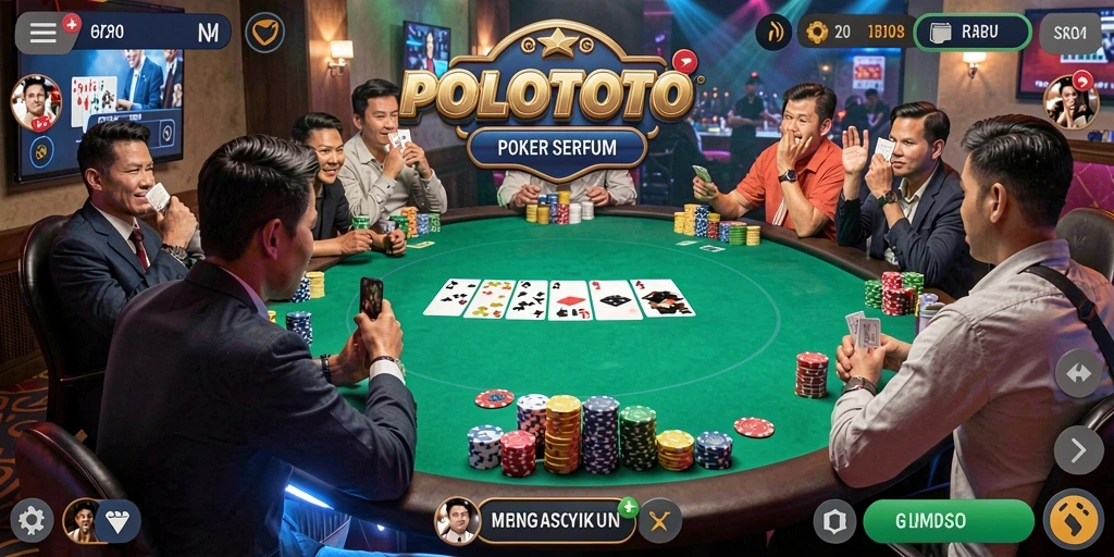 Tampilan screenshot POLOTOTO yang menampilkan aksi poker seru.
