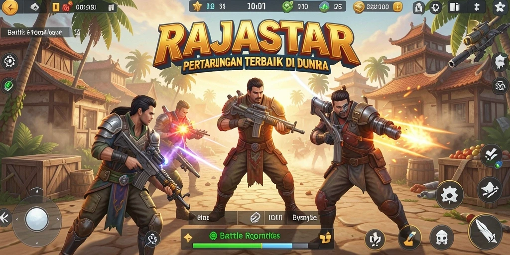 Tampilan gameplay seru di RAJASTAR saat pertempuran strategis.