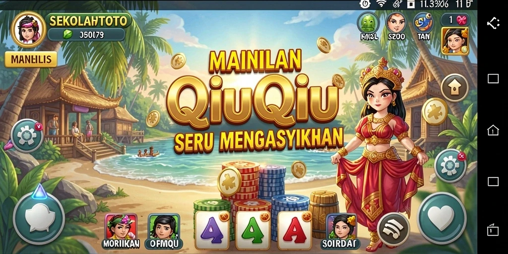 Tampilan permainan QiuQiu di SEKOLAHTOTO yang mendebarkan.
