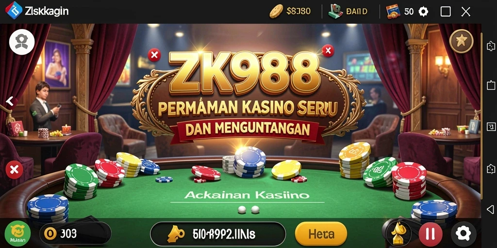 Tampilan gameplay seru dari ZK988 dengan berbagai pilihan permainan Kasino.